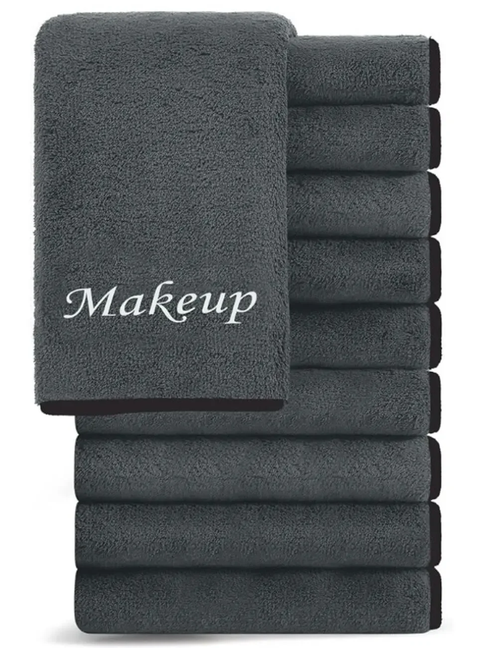 10 Pack Makeup Remover Wash Cloths, Soft Microfiber Facial Cloths- Black Gray